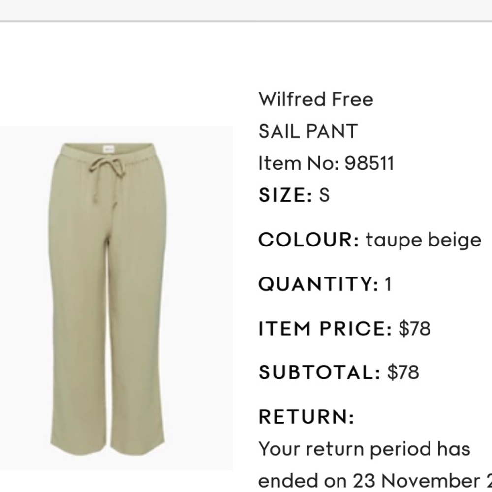 Wilfred Free Sail Pants NWT